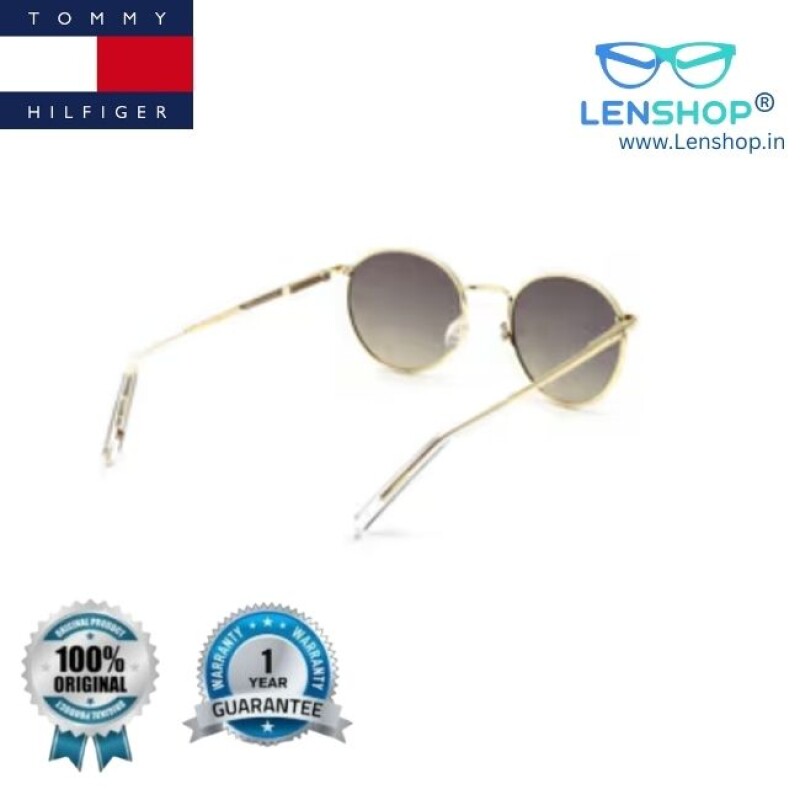 Tommy Hilfiger Green Round Sunglasses Full Rim Gold Frame (TH 873PL C1 S)