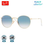 Rayban RB 3447 91233M-50 round gold blue sunglasses