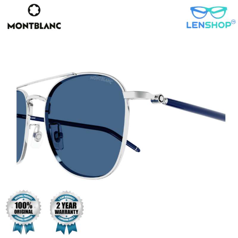 Montblanc MB0271S silver blue polarised aviators