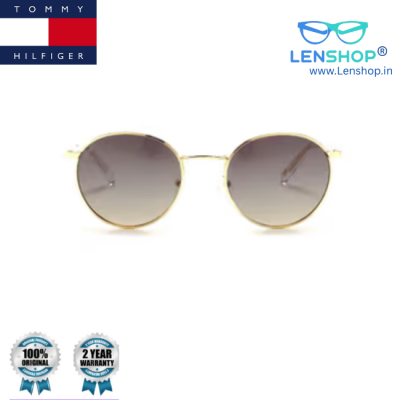 Tommy Hilfiger Green Round Sunglasses Full Rim Gold Frame (TH 873PL C1 S)